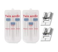 Sewing Machine Twin Needles, 4-Pack Double Needle Set Compatible with Brother, Janome, Singer & Most Domestic Sewing Machines - Universal Sewing Machine Needles for Multiple Fabrics