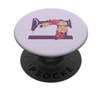 Sewing Machine with Flowers Floral Sew Meme ON BACK PopSockets Adhesive PopGrip
