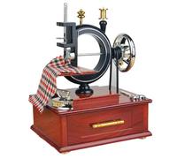 Sewing Machine Wooden Music Box Retro Watch Working Mechanical Music Box Home Desktop Decoration Decoration Simulation Sewing Machine