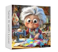 Sewing Machines 1000 Piece Puzzle for Adults, PICKFORU Sew It with Love Jigsaw Puzzle, Challenging Colorful Grandma Quilt Patchwork Theme as Home Decor