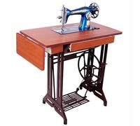 Sewing Machines Vintage Machine Household Foot DIY Operated Manual Tailor Head Eat Thick with Iron Frame Retro Table Foot-Operated Foldable Wood Finish, Cast Base(100×100×42.5cm,Blue + Brown)