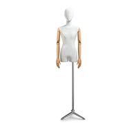 Sewing Manikin Velvet Dress Form Female Bust Mannequin Torso, Adjustable Height Small Size Flat Chest Girl Mannequin, Costume Jewelry Window Display ,Beige
