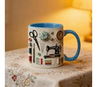 Sewing Mug, Personalised Ceramic Sewing Coffee Mug, Ceramic Coffee Cup, Sewing Coffee Cups, Holiday Drinking Cups for Female Sewing Lovers