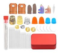 Sewing Needle Knitting Finger Thimble Set Metal Leather Coin Protector Tip Guards Thimble Guards Thumb Tips Guard