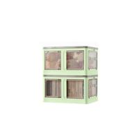 Sewing Online 40L Green Stackable/Folding Plastic Storage Box with 5 Doors on Wheels - 2 Pack