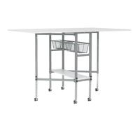 Sewing Online Adjustable Fabric Cutting Table with Storage Silver/White