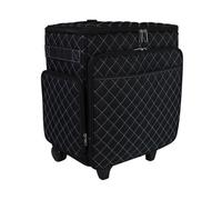 Sewing Online Black Quilted Blue Stitch Rolling Tote Bag 2 Wheel Trolley Bag For Sewing/crafts