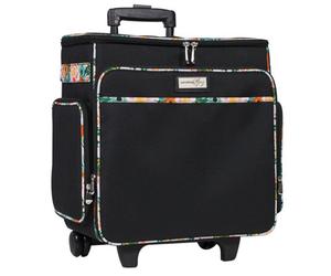 Sewing Online Everything Mary Black/floral Rolling Tote, 2 Wheel Trolley Bag For Sewing/crafts