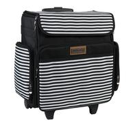 Sewing Online Everything Mary Collapsible Rolling Tote Bag, 2 Wheel Trolley Bag For Sewing/crafts-Black & White Stripe