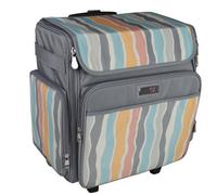 Sewing Online Everything Mary Grey Multi Stripe Rolling Tote Bag, 2 Wheel Trolley Bag For Sewing/crafts