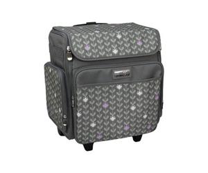 Sewing Online Grey/purple Rolling Tote Bag, 2 Wheel Trolley Bag For Sewing/crafts