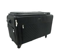 Sewing Online Jumbo 5 Wheel Collapsible Rolling Sewing Machine Storage Case, Black Quilted