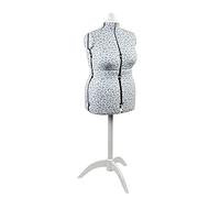 Sewing Online Large Adjustable Dressmakers Dummy in Blue Sugar Ditsy Fabric | Blue, UK Size 20-22, 8-part Dress Form with 3-Leg White Wooden Stand