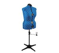 Sewing Online Large Adjustable Dressmakers Dummy in Duck Egg Polka Fabric | Blue, UK Size 20-22, 8-part Dress Form with 4-Footed Base with Hem Marker
