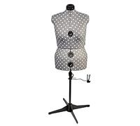 Sewing Online Large Adjustable Dressmakers Dummy in Grey Polka Fabric | Grey, UK Size 20-22, 8-part Dress Form with 4-Footed Base with Hem Marker