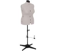 Sewing Online Large Adjustable Dressmakers Dummy in Light Grey Fabric | Grey, UK Size 18-24, 8-part Dress Form with 4-Footed Base with Hem Marker