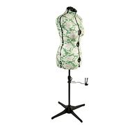 Sewing Online Medium Adjustable Dressmakers Dummy in Green Hollyhock Fabric | Green, UK Size 16-20, 8-part Dress Form with 4-Footed Base with Hem Marker