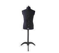 Sewing Online One Size Adjustable Tailors Dummy in Plain Black Fabric | Black Male, 8-part Male Trouser Form with 3-Leg Black Wooden Stand