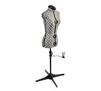 Sewing Online Petite Adjustable Dressmakers Dummy in Grey Polka Fabric | Grey, UK Size 6-10, 8-part Dress Form with 4-Footed Base with Hem Marker