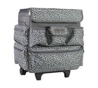 Sewing Online Rolling Tote, Grey & Pink Spot 2 Wheel Trolley Bag For Sewing/crafts