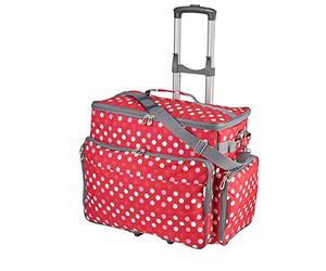 Sewing Online Sewing Machine Trolley Bag on Wheels, Red Polka Dot | 47 x 35 x 23cm | Sewing Machine Storage for Janome, Brother, Singer, Bernina, and Most Machines - PT750-RED-POLKA