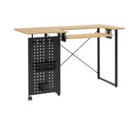 Sewing Online Sewing Table With Fold-Out Storage Panel, Wood/black Legs