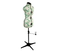 Sewing Online Small Adjustable Dressmakers Dummy in Green Hollyhock Fabric | Green, UK Size 10-16, 8-part Dress Form with 4-Footed Base with Hem Marker