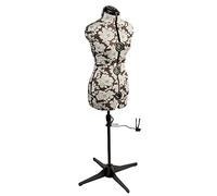 Sewing Online Small Adjustable Dressmakers Dummy in Grey Hollyhock Fabric | Green, UK Size 10-16, 8-part Dress Form with 4-Footed Base with Hem Marker