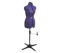 Sewing Online Small Adjustable Dressmakers Dummy in Purple Polka Fabric | Purple, UK Size 10-16, 8-part Dress Form with 4-Footed Base with Hem Marker