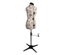 Sewing Online Small Adjustable Dressmakers Dummy in Rosebuds Floral Fabric | Natural, UK Size 10-16, 8-part Dress Form with 4-Footed Base with Hem Marker