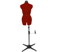 Sewing Online Small Adjustable Dressmakers Dummy in Ruby Red Fabric | Red, UK Size 10-16, 8-part Trouser Form with 4-Footed Base with Hem Marker