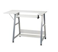 Sewing Online Small Sewing Table White With Silver Legs With Adjustable Platform