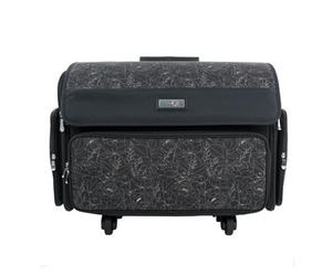 Sewing Online Xl 4 Wheel Collapsible Rolling Sewing Machine Storage Case, Black/white Floral