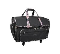 Sewing Online Xxl 4 Wheel Collapsible Rolling Sewing Machine Storage Case, Black & Floral Trim