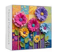 Sewing Patch 1000 Piece Puzzle for Adults, PICKFORU Colorful Quilt Patchwork Flower Art Puzzles, Vintage Art Hard Impossible Wildflower Theme as Home Decor