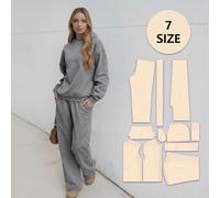 Sewing Patterns for Women's Oversized Hoodie and Joggers in 7 Sizes, Beginner Sewing kit for Women's Clothing, Gift for Sewing Enthusiasts. The kit Includes Full-Color HD Step-by-Step tutorials