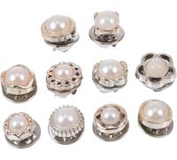Sewing Pearls Button Replacement Pearl Buttons Round No-Seam Set White 1.2x1.2cm Pack of 8 Collar Pin(Whitex8pcs,1.2X1.2cmx6pcs)