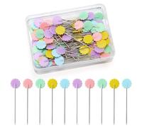 Sewing Pins,100 Pcs Flat Head Quilting Pins of Flower/Button Shape with a Storage Box Assorted Colors Patchwork Accessories Dressmaking Pins for Dressmaker Crafts
