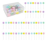 Sewing Pins 50 Pieces Flat Button Head Pins with Storage Box Assorted Colours Dressmaking Pins Sewing Accessories for DIY Crafts Patchwork Projects