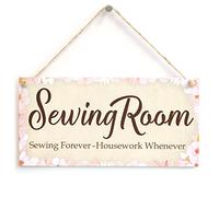 Sewing Room Sewing Forever Sign, Floral Craft Decor