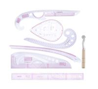 Sewing Ruler Set - 7-Piece French Curve and Grading Rulers Kit, Dressmaking and Pattern Making Tools with Tracing Wheel | Tailor’s Curve Ruler Set for DIYy Sewing, Fashion Design, and Crafting