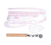 Sewing Ruler Set, Transparent Pattern Making Ruler Kit with French Curve Ruler and Marking Wheel Tailor Tools for Beginners Designers Students