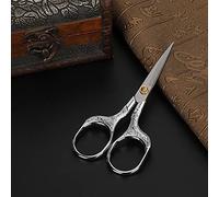 Sewing Scissors, Small Scissors Retro Scissor Vintage Sewing Scissors Fabric Scissors Universal for Embroidery Craft Needle Work Art Work (Silver)