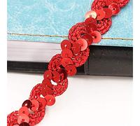 Sewing Sequin Trim Sequin Wave Braid Cord Trim Multicolor 5 Meters(01-Red)