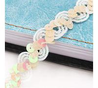 Sewing Sequin Trim Sequin Wave Braid Cord Trim Multicolor 5 Meters(12-Beige)