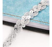Sewing Sequin Trim Sequin Wave Braid Cord Trim Multicolor 5 Meters(16-Silver)