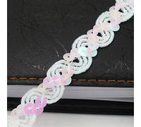 Sewing Sequin Trim Sequin Wave Braid Cord Trim Multicolor DIY Dress Craft(14-White)