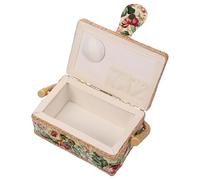 Sewing Supplies Basket with Needle Insert Bag, 7.5x5.1x3.9 Inches Wood Frame and Cloth, Sewing Box with Inner Pocket Internal Tray for Mending Beginner Professional (Color)