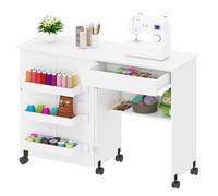 Sewing Table,Sewing Machine Desk w/Open Storage Shelf Drawer Rolling Caster