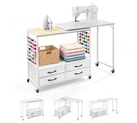 Sewing Table with Storage, Folding Sewing Machine Table -84 Pegs, 4 Drawers